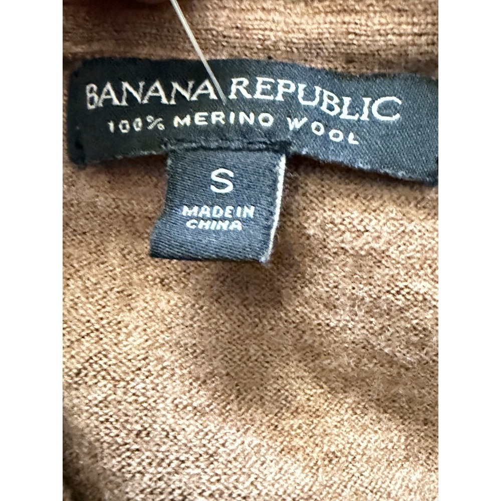 Banana Republic 100% Merino Wool Camel Brown V Neck Sweater Size S - Picture 5 of 7
